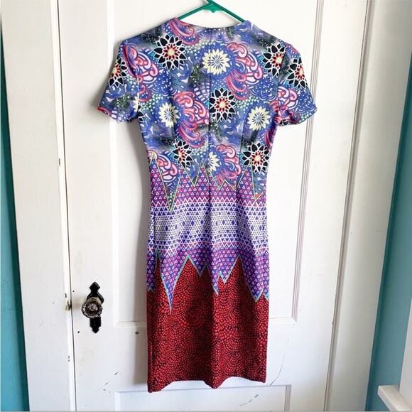 Anthropologie Mah Na Mah Na Colorful Bodycon Graphic Print Pencil Dress Size 2 - Picture 5 of 11